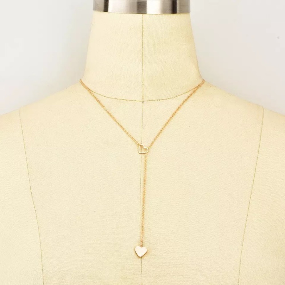 NEW!๐๐๐GOLDEN๐HEARTS๐LONG Y๐NECKLACE LAYERED - Picture 6 of 16